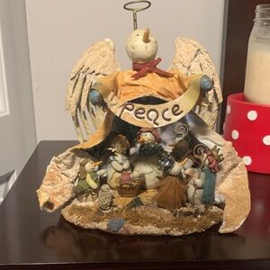 Holiday Snowman Nativity Figurine - Peace - Cream and Brown